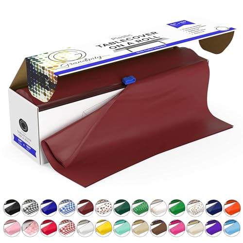 Grandipity Plastic Rectangular Tablecloth Roll, 54x100' Burgundy, Disposable with Cutter Box, Wrinkle-Resistant, Waterproof, for Parties & Events - color: Burgundy, size: 1200" x 54" (Rectangular)