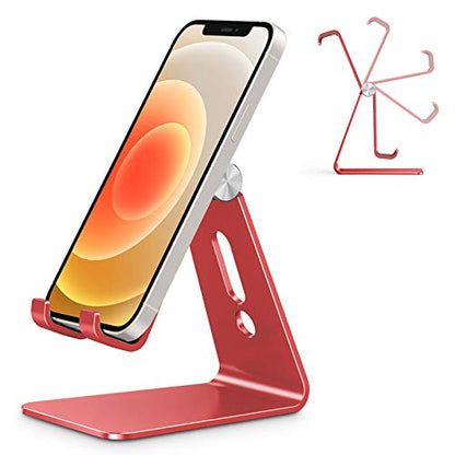OMOTON C2 Adjustable Aluminum Cell Phone Stand with Charging Cutout, Red - color: Red