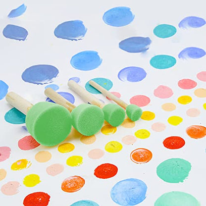 WAFJAMF 60 Pcs Round Sponges Brush Set 4 Sizes DIY Painting Tools Green - color: Green