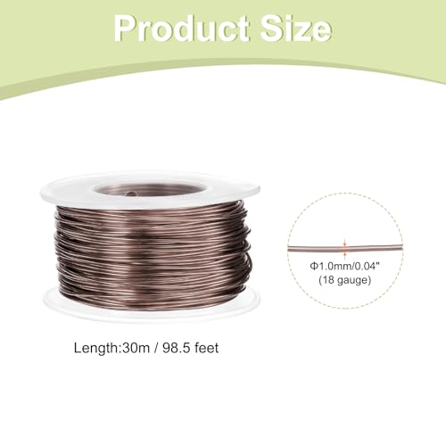 HARFINGTON 18 Gauge Aluminum Craft Wire 1.0mm 98.5ft Flexible Bendable Anodized Metal Jewelry Sculpting Wire for Jewelry Making Modelling Craft DIY, Brown - color: Brown, size: 30M x 1.0mm