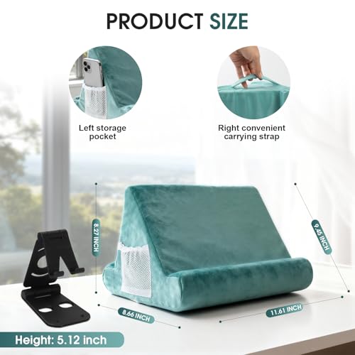 Multi-Angle Tablet Stand with Soft Pad Cushion and Net Pocket - Universal Phone and Pad Holder for Lap, Knee, Sofa and Bed (Light Blue) - color: Light Blue