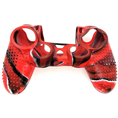 Silicone Skin Cover for Ps4 Controller (1pc Anti-Slip Case, 1 Pair L2 R2 Trigger Extender, 4pcs Thumb Grips,4pcs LED Light Bar Decal) Protector for DualShock PS4/ Slim/Pro Controller (red granular) - color: red granular