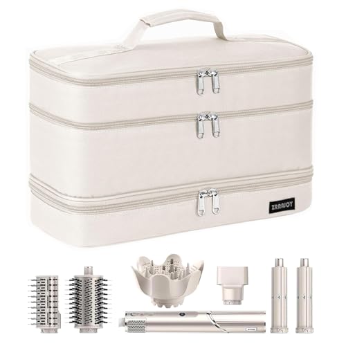 ZRRAJOY Double Layer Storage Case For Shark Flexstyle, Travel Carrying Case For Shark 430/440 Flexstyle, Organizer Bag For Shark Flexstyle/Dyson Airwrap Styler Attachments - color: Beige02