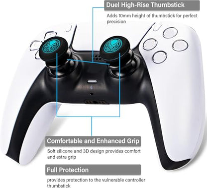 FPS Thumbstick Extender & Printing Rubber Silicone Grip Cover 2 Sets for PS5 & PS4 Controller (Cthulhu Abyss Blue) - color: 1