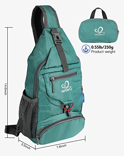 WATERFLY Packable Sling Backpack Lightweight Crossbody Bag Travel Daypack - color: Green