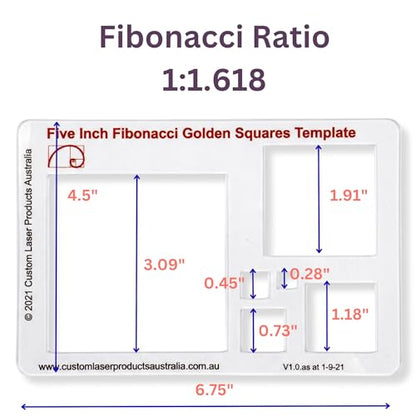 Fibonacci 6" 3-Piece Drawing Template Set, Golden Ratio Stencils - style: Set - 6" Circle/Star, 5" Square