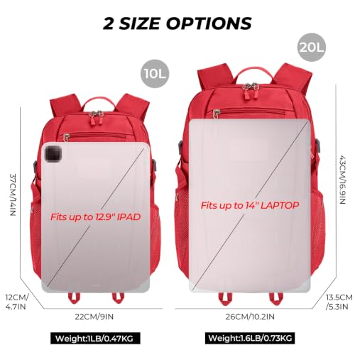ArcEnCiel 10L/20L Mini X-Small Tactical Backpack MOLLE Daypack Gear Pack Camping Bag with Patch - color: Red, size: 10L