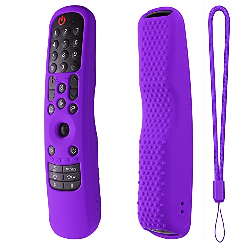 Hi Color Silicone Cover for MR24GA/MR21GA/MR22GN/MR23GA Protective Case Compatible with LG Magic TV C2 C3 G3 OLED Remote Control Slicone Sleeve with Lanyard (Purple) - color: Purple