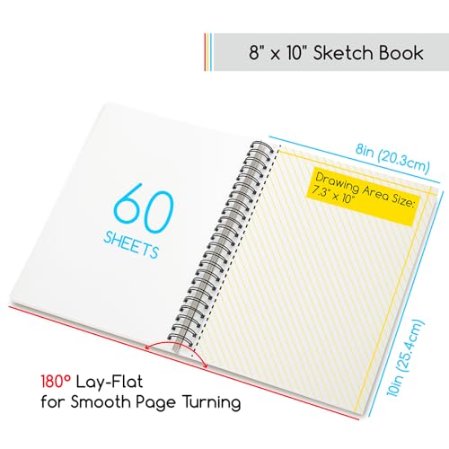 MEEDEN 8"x10" Sketchbook Paper Pad: 122lb/180gsm, 60 Sheets Heavy Weight - size: 8"x10"