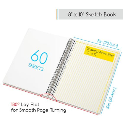 MEEDEN 8"x10" Sketchbook Paper Pad: 122lb/180gsm, 60 Sheets Heavy Weight - size: 8"x10"