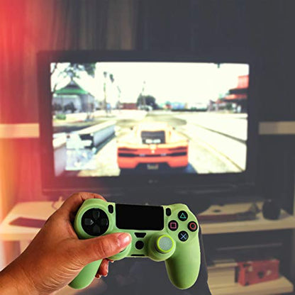 Ps4 Controller Skin Silicone Case Grip Glow in Dark Protective Cover for PS4/slim/Pro Dualshock 4 Controller(Glow Green) - color: Glow Green