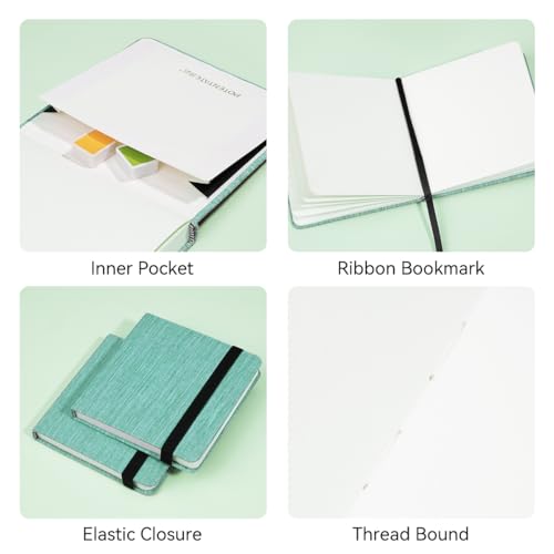 Lightwish Square Watercolor Journal,100% Cotton 24 Sheets Cold Press - color: Deep Green