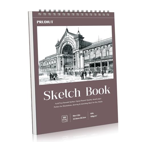 9×12 Sketch Book, Spiral Bound, 50 Sheets, Acid-Free Drawing Pad - color: Reddish brown, size: 9 x 12inch(1 Pack)