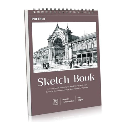 9×12 Sketch Book, Spiral Bound, 50 Sheets, Acid-Free Drawing Pad - color: Reddish brown, size: 9 x 12inch(1 Pack)