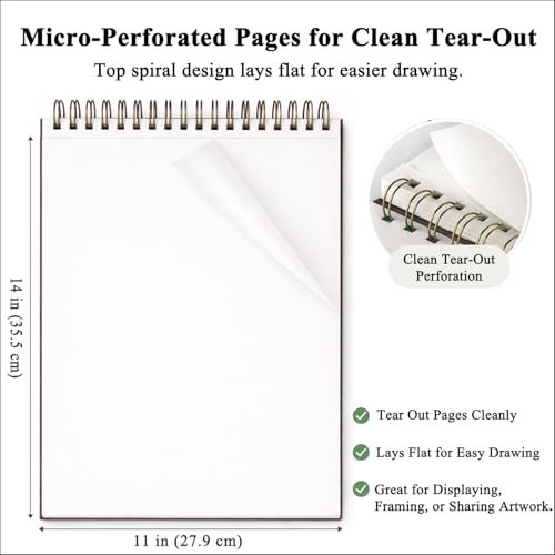 Fuxi Sketch Book 11" x 14", Large Drawing Pad Paper, 100 Sheets_68lb/100gsm - color: Brown, size: 11" x 14" (Pack of 1)