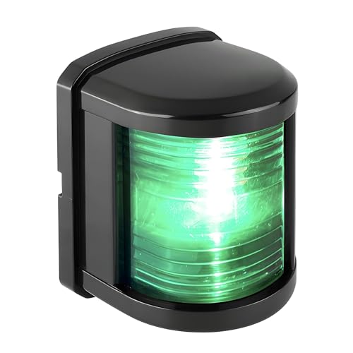 SEAFLO 11 Series Regular Sized LED Green Starboard Navigation Light – 12V, 1W, IP67 Waterproof, 2NM Visibility, High-Brightness, for Boats Under 65 ft (20m) – 4-Year Warranty (Starboard/Black) - color: Starboard (Green), size: Regular, style: Black