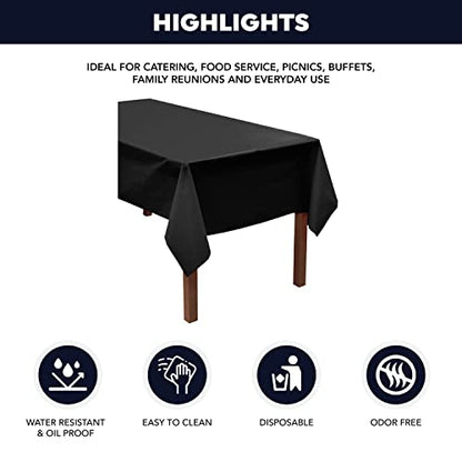 Party Essentials Heavy Duty Plastic Banquet Table Roll Available in 27 Colors, 54" x 100' with Slide Cutter, Black,100BK - color: Black, size: 1200" x 54" (Rectangular)