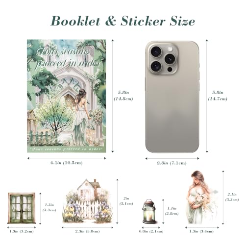 Spring Theme Journal Stickers - 20 Sheets Precut PET Tape Stickers for Junk Journal, Planner, Scrapbooking & Art Collage - color: Green