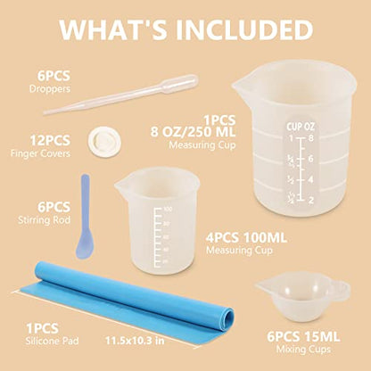 KISREL Silicone Measuring Cups for Resin, with 250&100ml Silicone Cups - size: 250&100ml