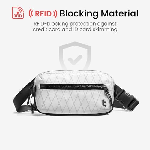 tomtoc 1.5L X-Pac Sling Bag with RFID Blocking Crossbody Pack for Men Women - color: X-Pac White, size: 1.5L
