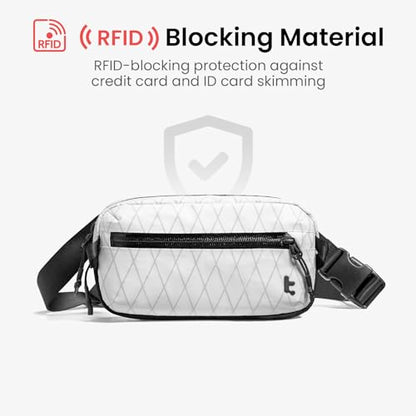 tomtoc 1.5L X-Pac Sling Bag with RFID Blocking Crossbody Pack for Men Women - color: X-Pac White, size: 1.5L