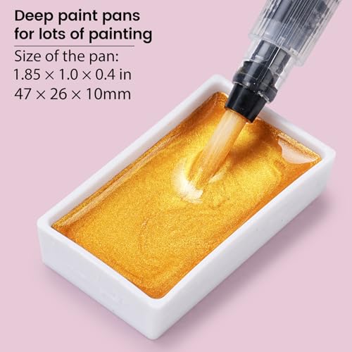 VEESA Metallic Watercolor Paint, 18 Shimmer Colors + 2 Waterbrushes