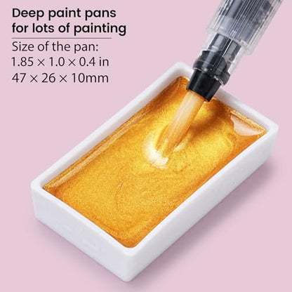 VEESA Metallic Watercolor Paint, 18 Shimmer Colors + 2 Waterbrushes