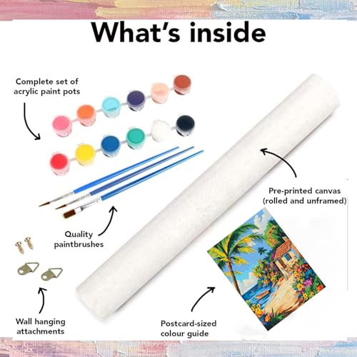 Landscape Paint by Number on Canvas for Adults Beginners Art Crafts Kits - color: sea