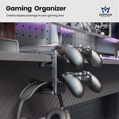 EURPMASK 3-in-1 Rotating Headphone Stand w/2 Detachable Controller Holders - color: Black Pro 1 Pack