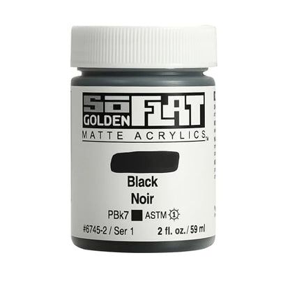 GOLDEN SoFlat Matte Acrylics, Black, 2 fl. oz. Jar - color: Black, size: 2 Fl Oz (Pack of 1)