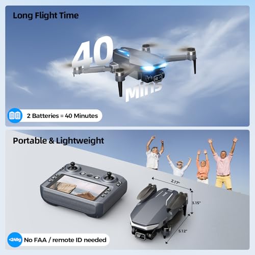 GPS Drone with Camera for Adults, 2K FPV Drone with 4.5" Screen Remote Controller, Brushless Motor, Auto Return, Follow Me, Tap Fly & Circle Fly, Long Flight Time Foldable Quadcopter for Beginners