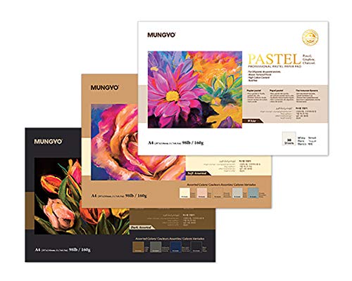 MUNGYO Professional Pastel Paper Pad A4 Size for Oil Pastel, Dry Pastel 30 Sheets (White)