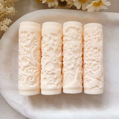 4Pcs Polymer Clay Texture Roller Work with Polymer Clay Cutters for DIY Earrings Jewelry Making Craft Supplies