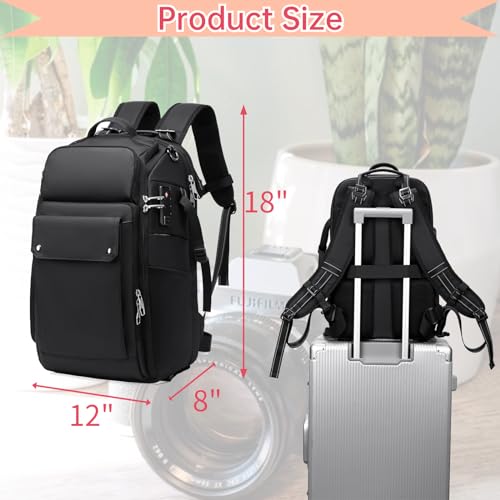 Camera Backpack Large, Waterproof Camera Bag for Mirrorless and DSLR with TSA Lock,Quick Access,17-Inch Laptop Compartment, Adjustable Straps - Fits Camera Stabilizer,Drone, Black