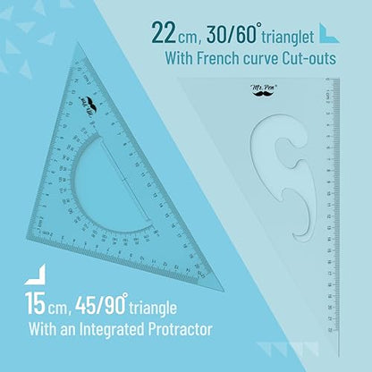 Mr. Pen- Triangle Ruler, 2 Pack, 22&15cm, 30/60 & 45/90 - size: Triangle Ruler 22&15 cm