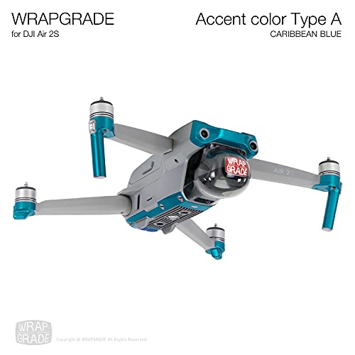 Wrapgrade Skin Compatible with DJI Air 2S | Accent Color A (Caribbean Blue) - color: CARIBBEAN BLUE