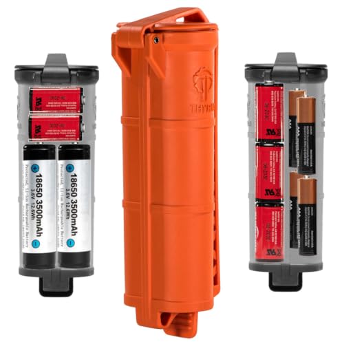 Thyrm CellVault XL Waterproof Battery Storage Case: AA, AAA, CR123, 18650 - color: Rescue Orange