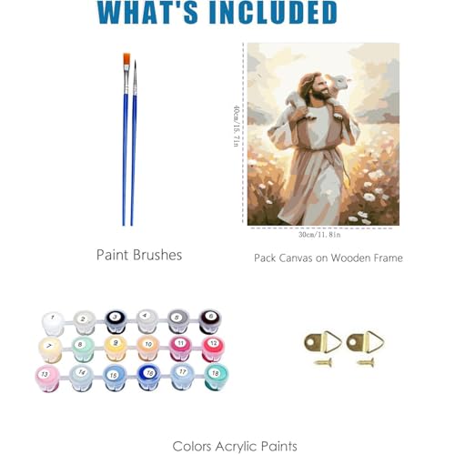 Jesus Paint by Numbers Kit for Adults Framed Canvas 12X16 in, Frameworkless - color: YH02677