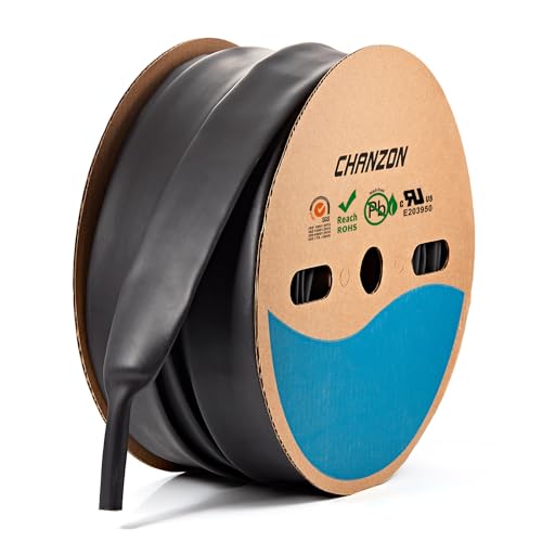 Chanzon 4:1 Ratio 1" (24mm) Heat Shrink Tubing - 80Ft Roll Black - size: 24mm (1") - 80FT