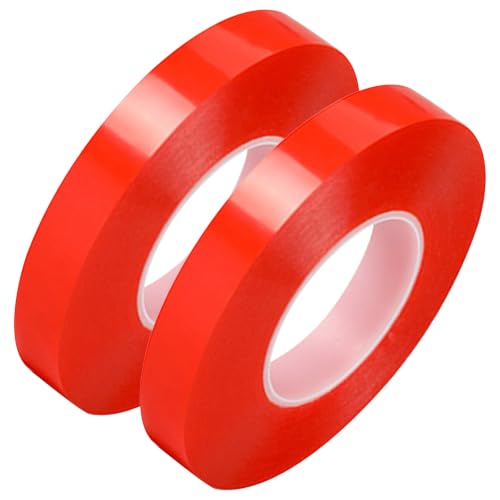 4/5“ W Red Liner Clear Double Sided PET Tape, 2 Rolls 20mm x 25m - size: 2pcs 20mm x 25M