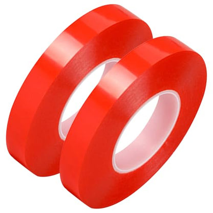 4/5“ W Red Liner Clear Double Sided PET Tape, 2 Rolls 20mm x 25m - size: 2pcs 20mm x 25M