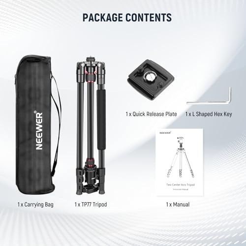 NEEWER 77 Inch Camera Tripod Monopod for DSLR & Phone, Aluminum, TP77 - style: Travel Tripod