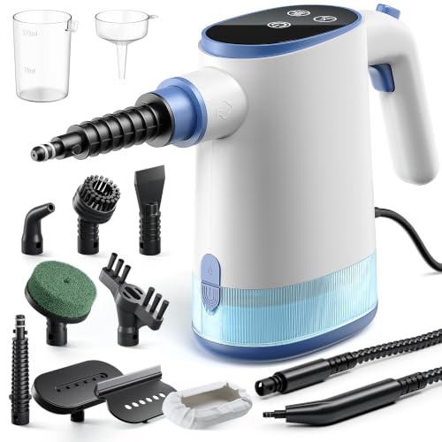 POPCHOSE Handheld Steam Cleaner, 3s Instant Heat with 650ML Large Tank - color: White-Blue