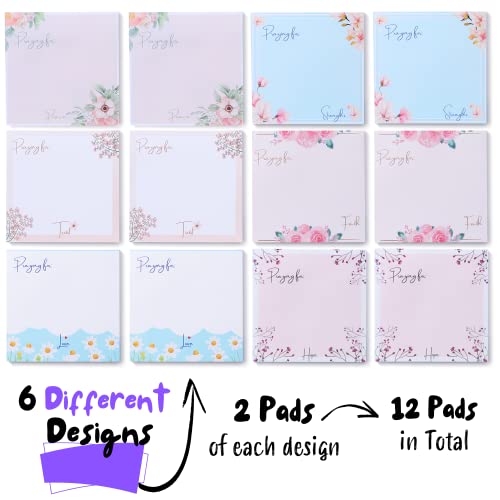 Mr. Pen- Floral Sticky Notes, 3"x3", 12 Pads, 700 Sheets, Colorful - color: Floral