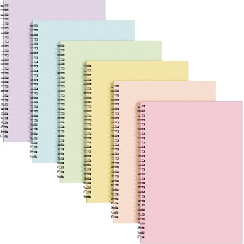 Fuutreo 6 Pack Spiral Notebook 10.5x7.45 Notebook,Macaron,Bright Colors - color: Macaron