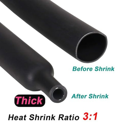 2 Inch Dia 3:1 Waterproof Heat Shrink Tubing, Dual Wall, 4ft, Black - size: 2" (4ft, Black)