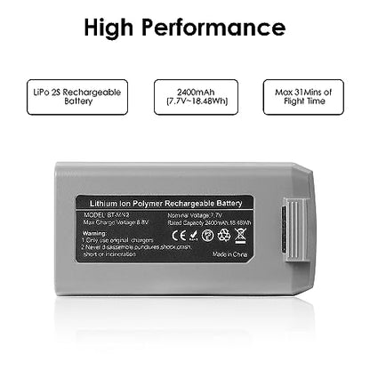 KUWATA Intelligent Flight Battery for DJI Mini 4K, Mini 2 SE, Mini 2, Mini SE, 2400mAh, 2-Pack, 2026 Upgraded Edition, Camera Drone Extended Battery - size: Battery × 2