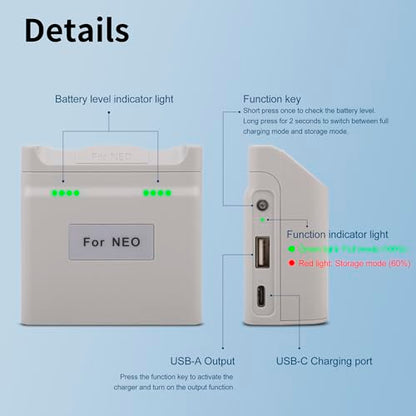 Two-Way Charger with 45W Storage Charger Compatible for DJI Neo Battery