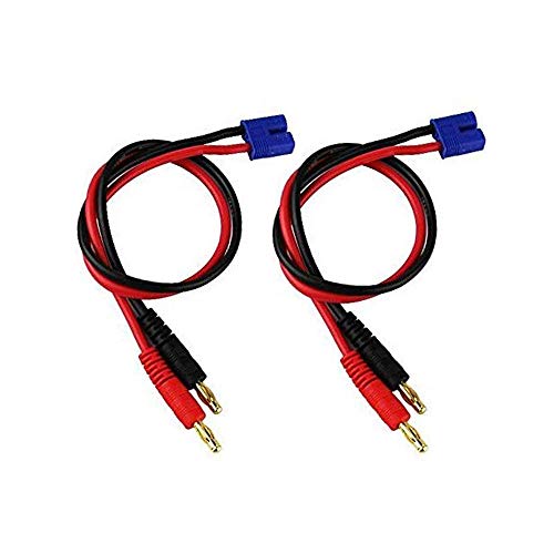 FLY RC 2pcs 4mm Male Banana Plug to EC2 Male Connector RC Balance Charge Lead Adapter 16AWG for Hubsan H501S X4 RC Quadcopter Lipo Battery - style: 2 Pcs EC2 charge cable