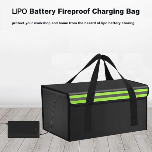 17.8"x9.8"x9.8" Lipo Safe Bag Fireproof Bag for Lipo Battery Pack Storage Charging Transport,Home Office Travel Fireproof Safe Storage for Cash Valuables Jewelry Passport Power bank Lipo Battery - size: 450*250*250mm